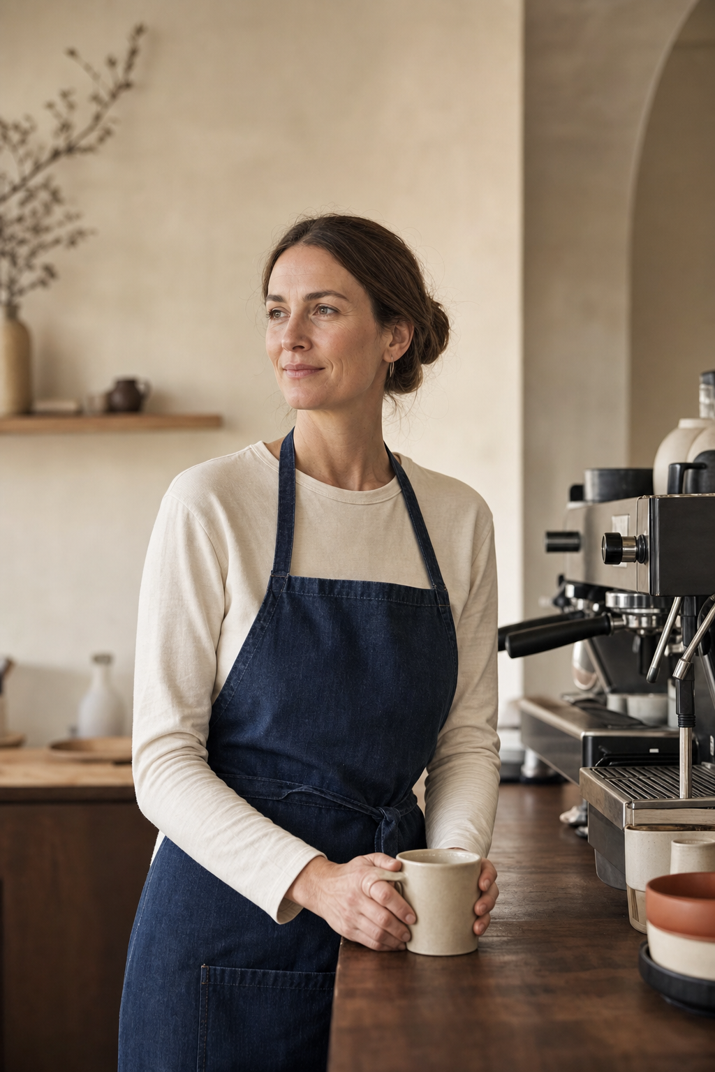 Margot Reilly, Owner, behind the bar